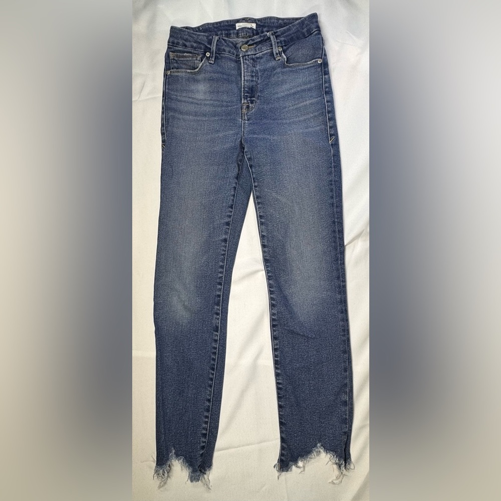 Good American High-Waisted Skinny Jeans Raw Hem - Size 0/25